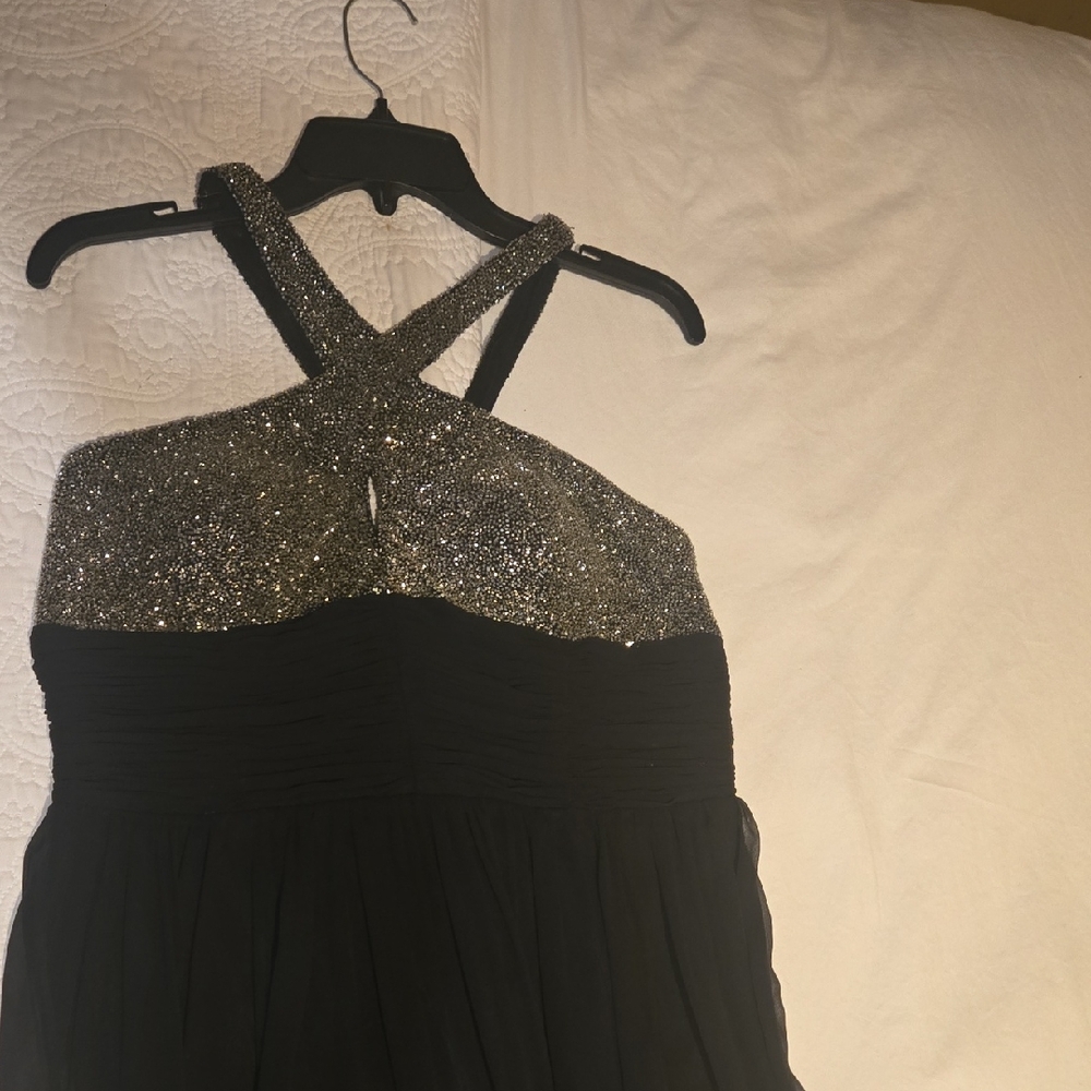 JS Collections Black Gown with Silver Accents